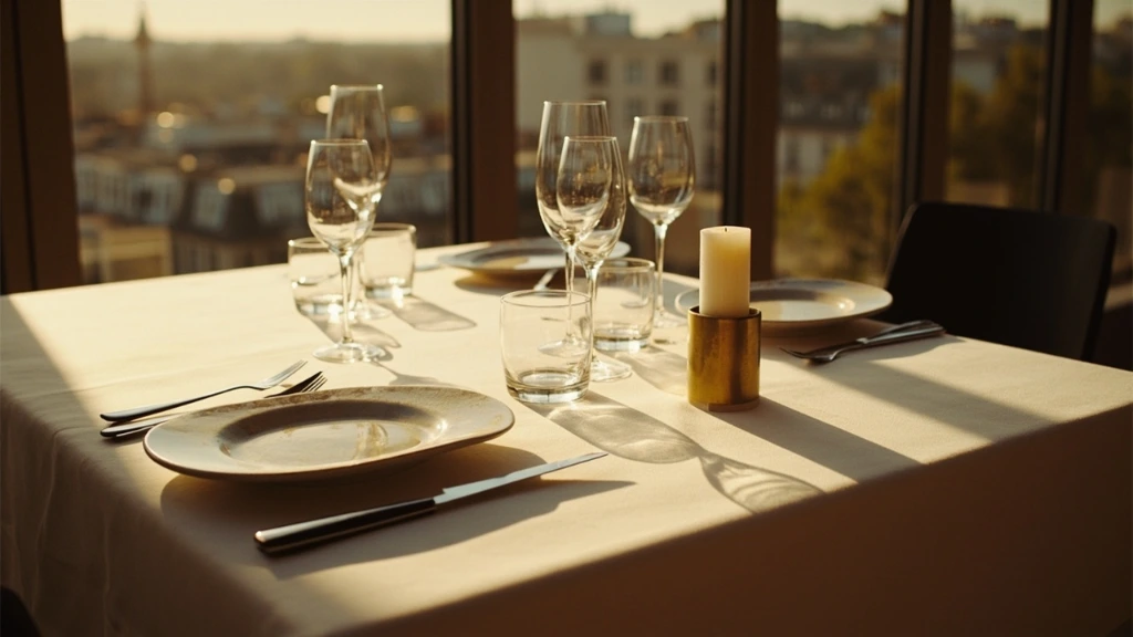 Table dressée au-dessus du plancher de verre